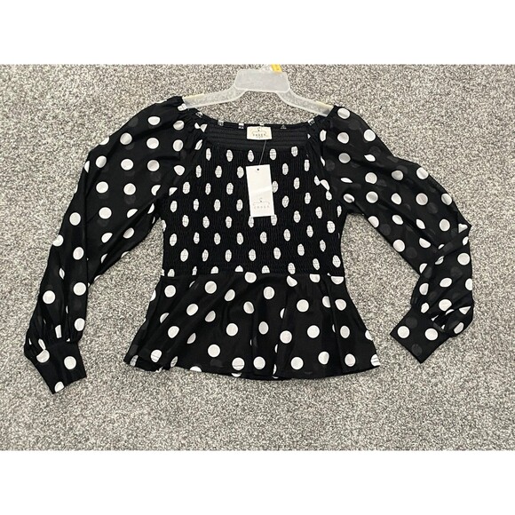 Ember Polka Dot Ruffle Long Sleeve Top size small women’s - Picture 1 of 5